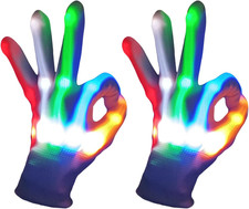 LED Light Up Gloves Kids and Adults 5 Colors 6 Flashing Modes Long Battery Life