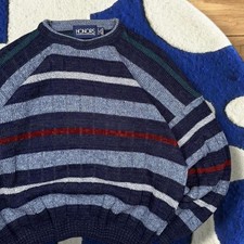 Vintage Blue Striped Cottage Core Grandpa Sweater XL