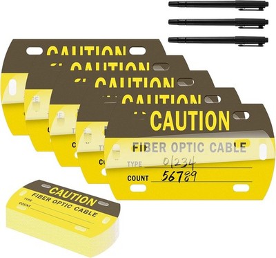 50 Pcs Optic Cable Tag Yellow Waterproof Fiber Cable Marker Tags with 3 Marke...