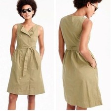 J. Crew Golden Tea Twill Sleeveless Trench Belted Double Breasted Dress Size 14