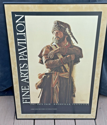 David Wright 1982 Framed Matted Print Frontiersman Mountain Man Tennessee