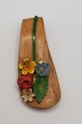 Vintage Wood Enamel Metal Flowers Dress Fur Clip Wooden Yellow Red Blue Green — photo 3