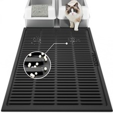 Extra Large Litter Mat: Silicone Litter Box Mat Easy Clean - Waterproof Kitty...