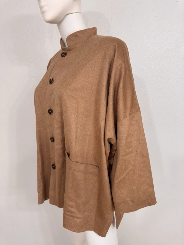 Abrigo de pelo Eskandar 100 % bebé camello en marrón tabaco hecho en Inglaterra diseñador talla 0 1 Foto 3 de 4