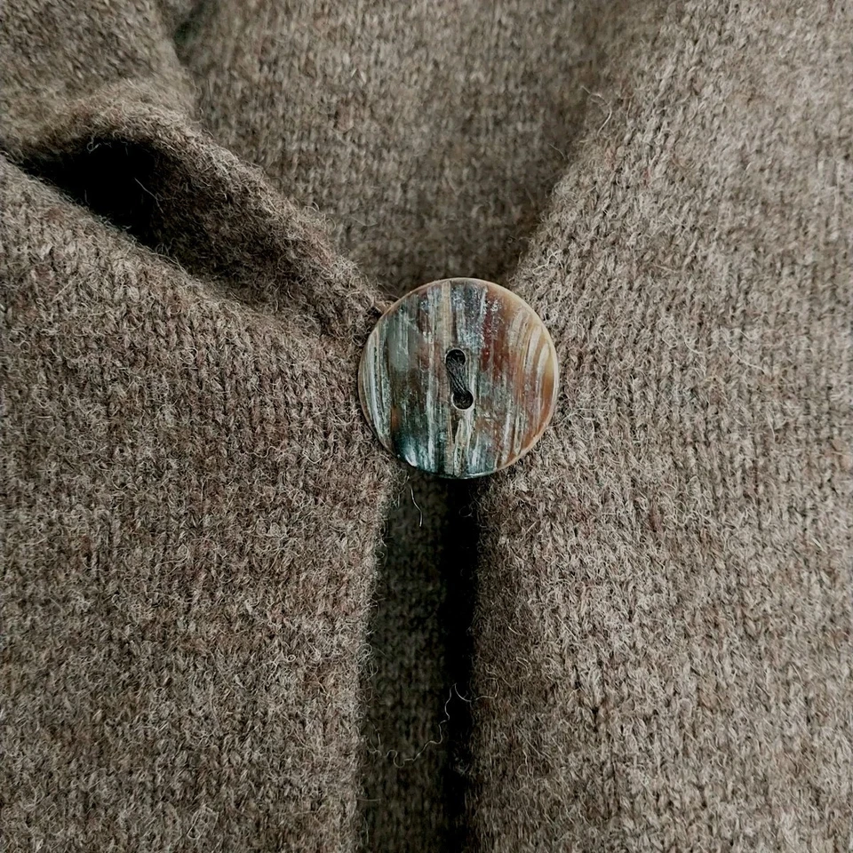 Adrienne Vittadini Cárdigan Suéter Mujer S Marrón Lana Yak Chal Cuello Bolsillo Foto 3 de 4