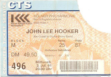 John Lee Hooker  In Concert 1991 Köln  Ticket / Konzertkarte / Eintrittskarte