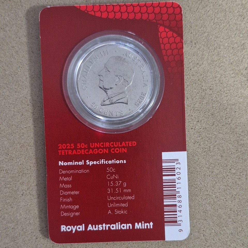 ROYAL AUSTRALIAN MINT 2025 Australia 50c Uncirculated Tetradecagon ...