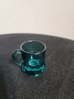 Vintage FEDERAL GLASS - BLUE GREEN- MINI BEER MUG SHOT GLASS - Toothpick Holder