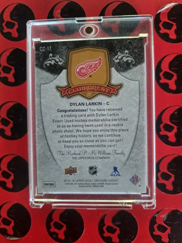 2015-16 Dylan Larkin Contours /75 Club Crest Rookie Patch Detroit #CC-17 UD RC - Image 2 of 2