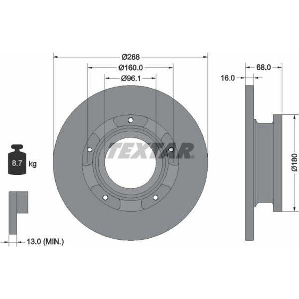 2X Textar 93260703 Bremsscheibe FüR Ford Transit V363 V362 Tourneo V362 F3 Fy-image