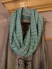 NWOT Infinity Scarf Girls/juniors Blue/mint/silver Stripe, Justice Brand