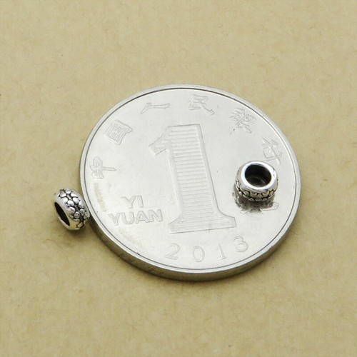 925 Sterling Silver Tire Donut Bead Small Wheel Spacer for Bracelet Necklace 5mm - Picture 2 of 5