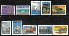 Dominica 1987 - Ships and Trains - Set of 10 Stamps - Scott #1039-48 - MNH