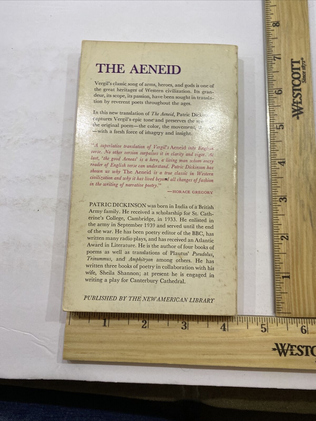 The Aeneid - Paperback By Vergil - 1961 Complete and Unabridged - Rare