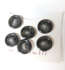 Vintage Lot of 6 Gray 5/8 " in 4-hole Carded Buttons - Mint