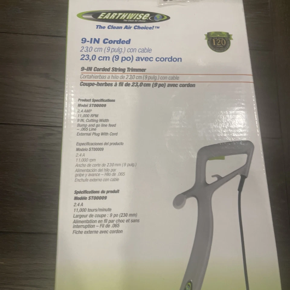 Earthwise 1.15 ft Corded 9" String Trimmer 2.4 Amp 120 Volt 11k RPM Grey - Image 4 of 4