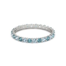 Round Cut London Blue Topaz  Blue Topaz Ring 925 Sterling Silver Eternity Ring