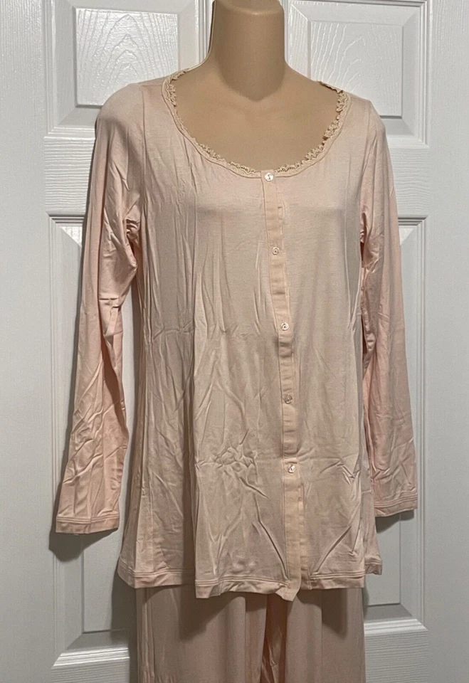 La Perla Villa Toscana S Modal Rayon LS Pajamas Set Soft Pink - Image 2 of 3