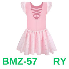 MOLLDAN Girls Dance Leotards for Ballet Dress Shiny Skirt Ruffle Sleeve, L