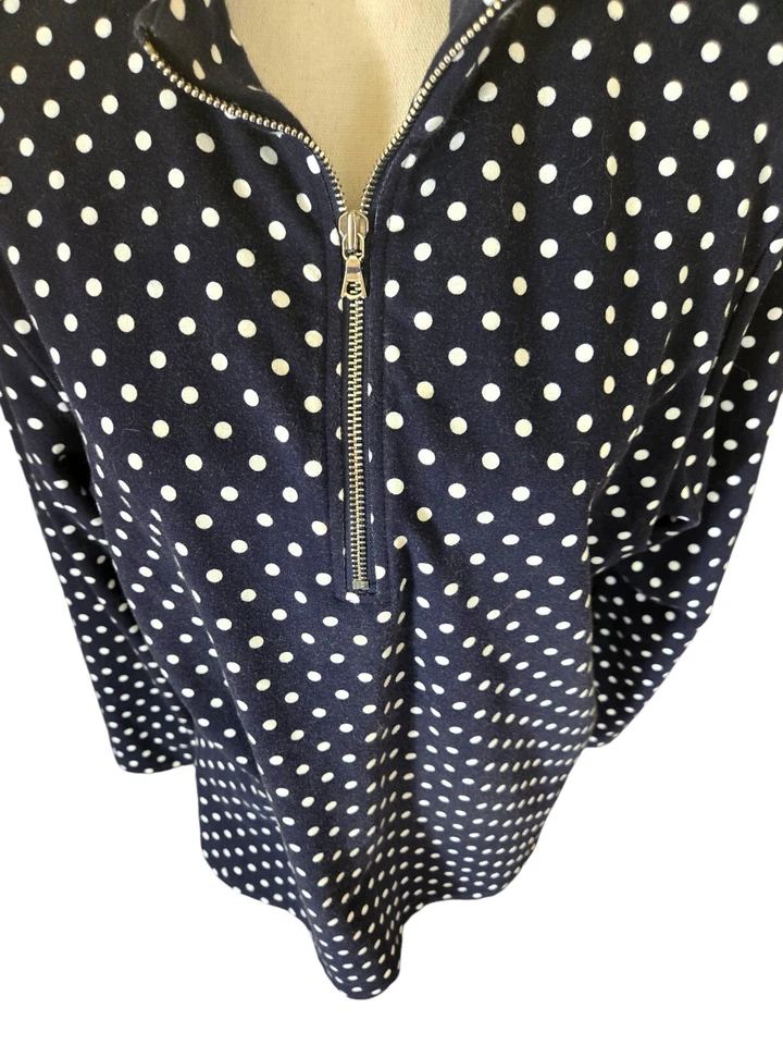 Jaqueta pulôver Koret azul marinho branca bolinhas gola com zíper tamanho XL - Imagem 4 de 4