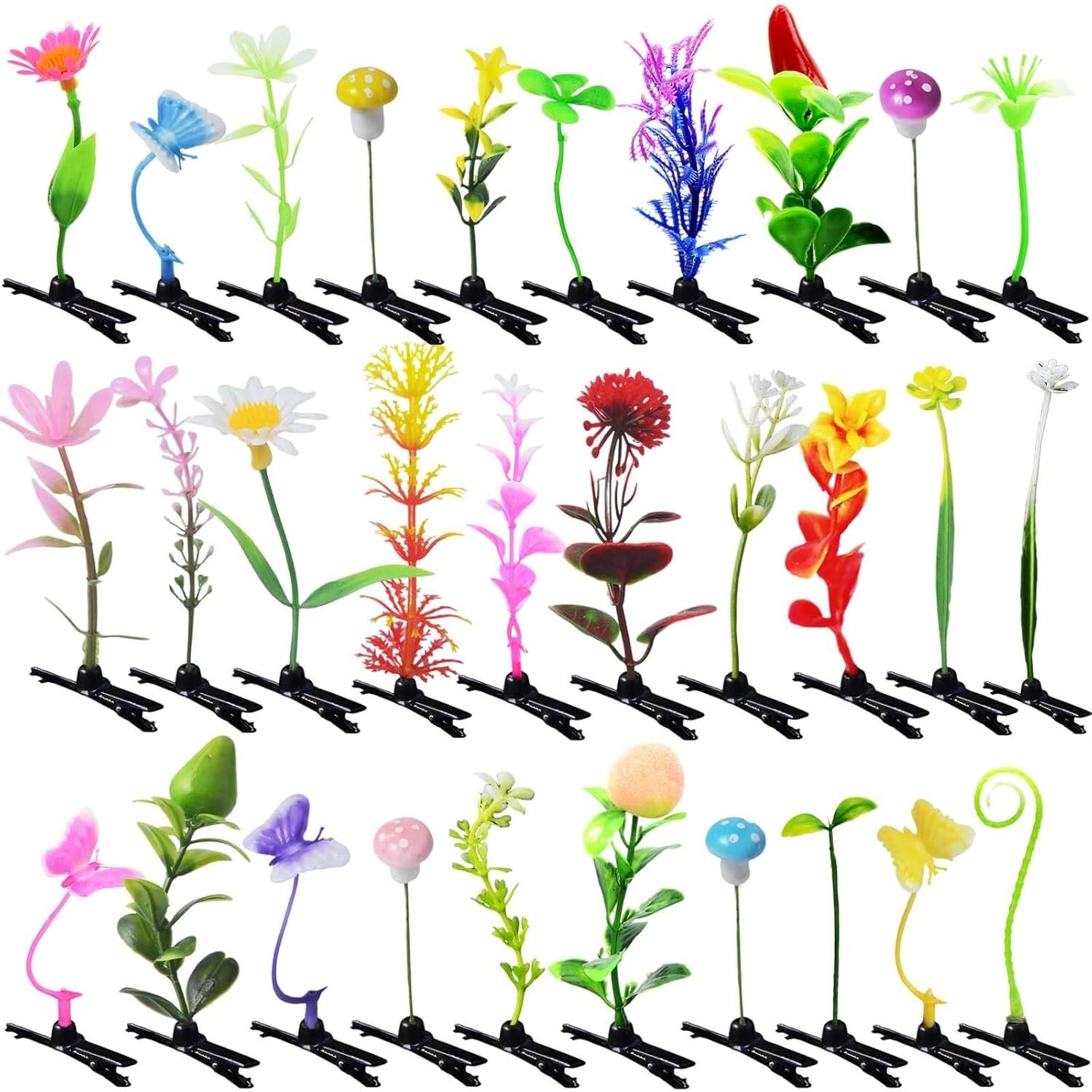 30pcs Plant-Themed Bean Sprout Hair Clips Grass Barrette Hair Accessories