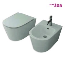 Set Sanitari Bidet Wc E Sedile Coprivaso Serie Lira sospeso In Ceramica
