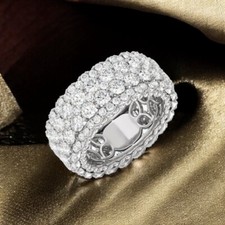 950 Platinum Wedding Eternity Diamond Lab Grown Round 6 Ct Band 10 MM E F VVS2