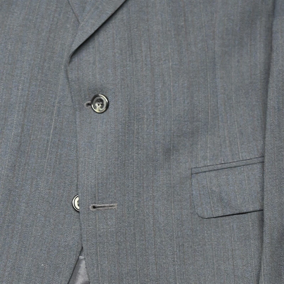 Vtg 90s Evan Picone 40S 32x29 Blue Stripe 100% Wool Mens Jacket Pants Suit - Image 3 of 4