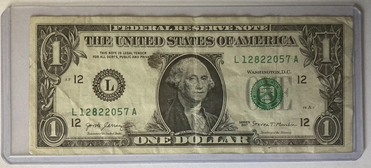 $1.00 Bill 2017 Black Ink Smudges on Front of One Dollar Bill (See Pics) |  eBay