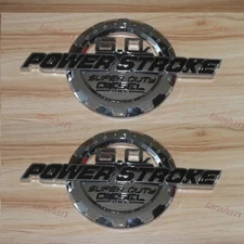 2X 6.0L Diesel Emblems Powerstroke Superduty Badges 3D Nameplate Chrome