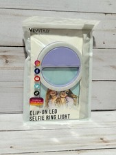 Vivitar Clip-On LED Selfie Ring Light with USB Charger Included, White/Purple