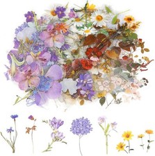 120Pcs Transparent Flower Stickers for Scrapbooking PET Nature Plant 120pcs