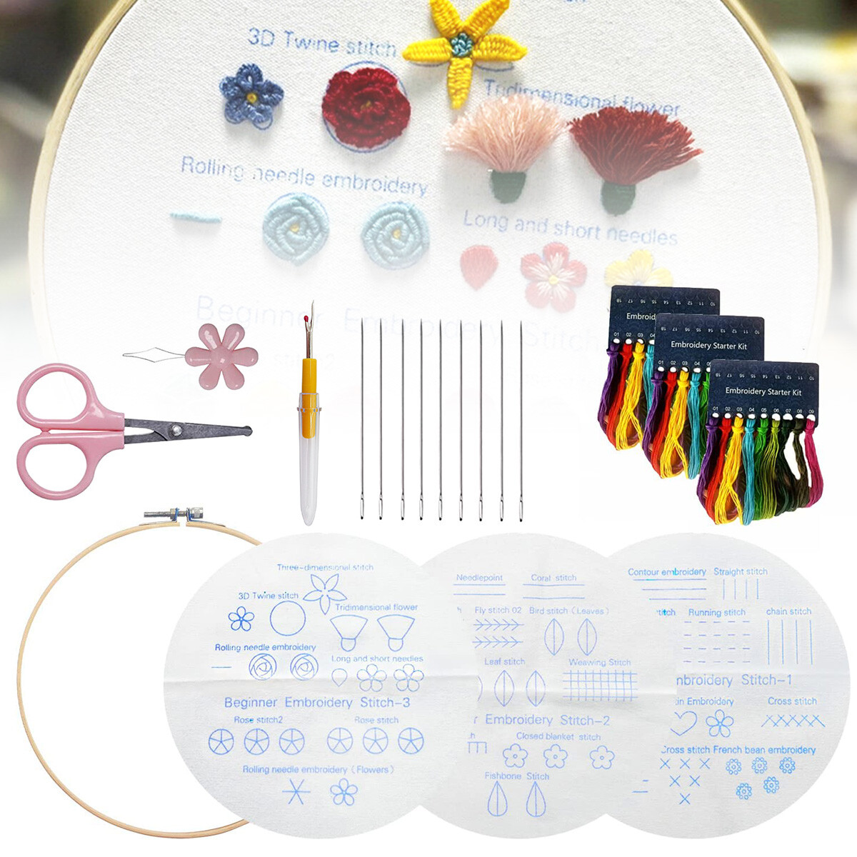 DIY Embroidery Stitch Practice kit Handmade Starter Hand Stitch Skill
