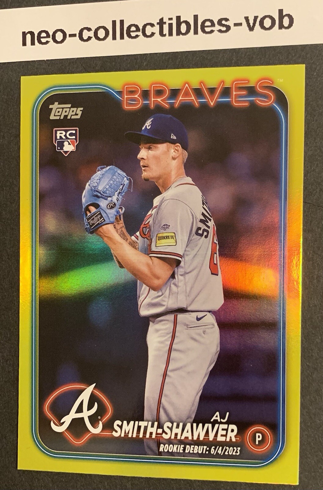 2024 Topps Update AJ Smith-Shawver Yellow Rainbow Foil Rookie Debut US316