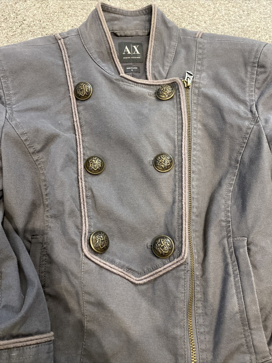 ジャケット EMPORIO ARMANI Women Jackets EW001315AF13856F4018 GREY AX Armani Exchange Asymmetric Gray Women's Cropped Jacket