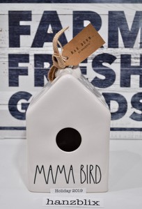 Rae-Dunn-Birdhouse-MAMA-BIRD-Square-with-burlap-bow-NEW-Holiday-039-19