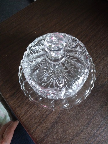 VINTAGE ROUND, DOME TOP, CUT CRYSTAL, COVERED BUTTER / CHEESE DISH BONUS - Picture 8 of 12