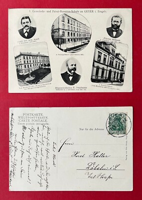 Postcard Geyer in the Erzgebirge 1912 I. community and private officials school (137194