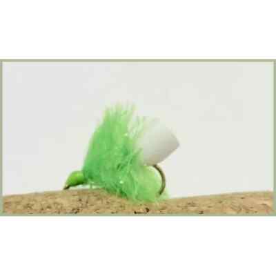 BARBLESS Foam Ass Blobs, AKA FAB, 6er Pack Lime, Angeln Fliegen, Größe 10 Forellenfliege