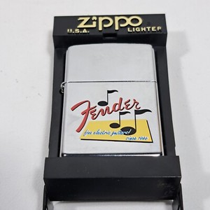 Zippo Lighter - Fender Fine Electric Guitars Since 1946 - Sealed - 1997