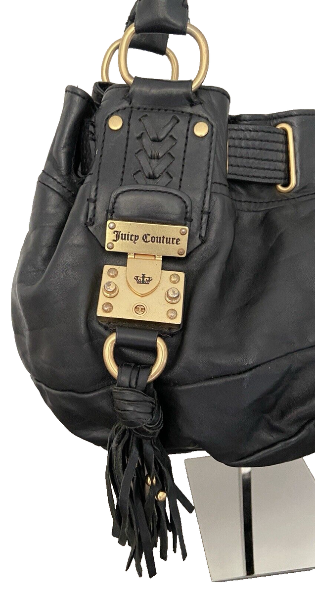 Juicy Couture Black Leather Shoulder Bag Purse Y2K | eBay UK