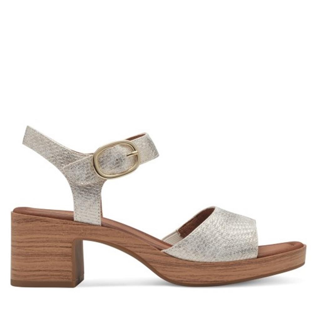 COMODA Y ELEGANTE SANDALIA VEGANA MUJER JANA 28374 SUAVE TEJIDO ORO