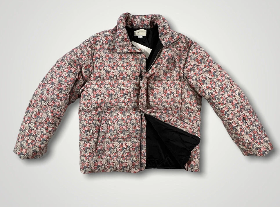 Piumino d'oca Gucci floreale lana e mohair taglia US Large EU 50 Made in Italy