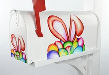 Mailbox Magnet Partial Cover Easter Bunny Ears Pastel Colored Easter Eggs Car