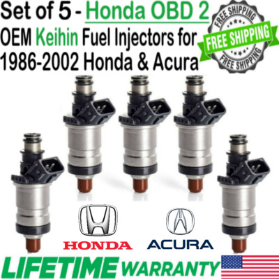 Genuine Keihin x5 Fuel Injectors for 1990, 1991 Honda Prelude 2.1L I4 #Honda R/C