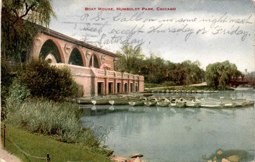 BOAT HOUSE, HUMBOLDT PARK, CHICAGO Postcard