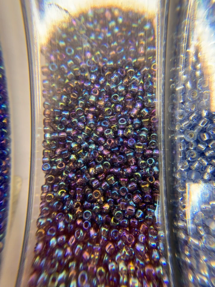 5 paquetes de cuentas de semillas azul opalescente negro rojo dorado Foto 3 de 4