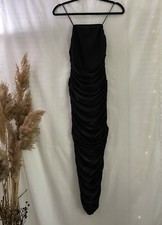 Long Black Tank Spaghetti Straps Fitted Slip Dress Size Small