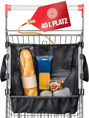 Easy-Shopper Alu Faltbare Einkaufswagentasche Einkaufstasche schwarz 33x50x38cm