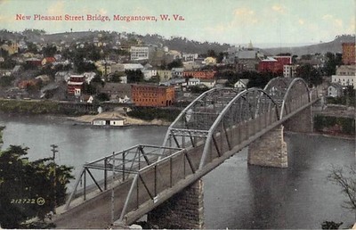 Morgantown WV New Pleasant Street Bridge Leighton & Valentine Postcard